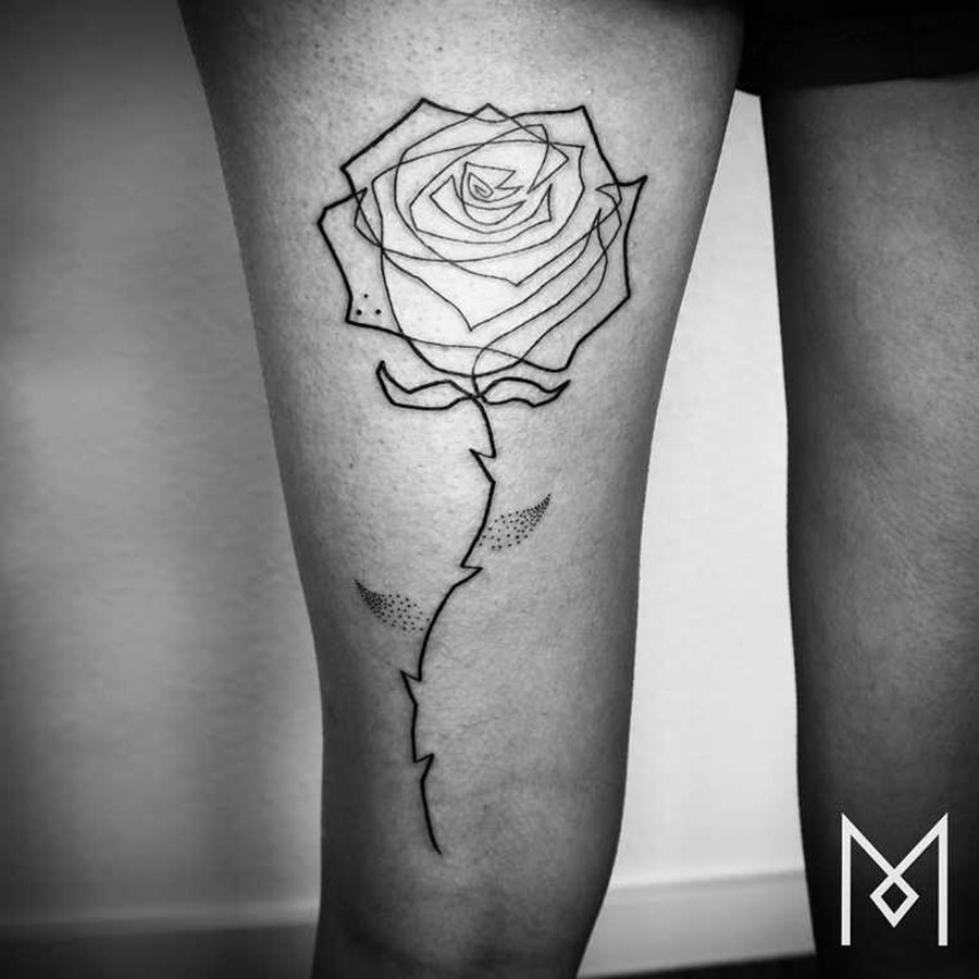 Espectaculares tatuajes realizados con una sola línea
